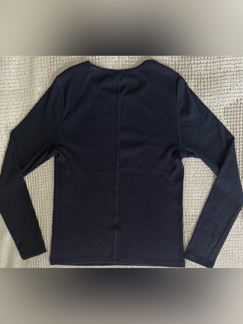 Quince Women’s Organic Cotton Micro-Rib Long Sleeve Tee Deep Navy Medium - Picture 9 of 9